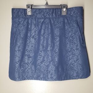 Orvis Womens Travel Skort Blue Geometrical Large Zip Pockets Athletic Pull On